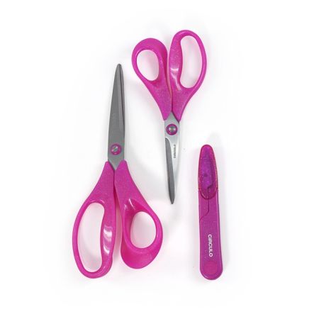 Kit de Tesouras com Glitter - Rosa