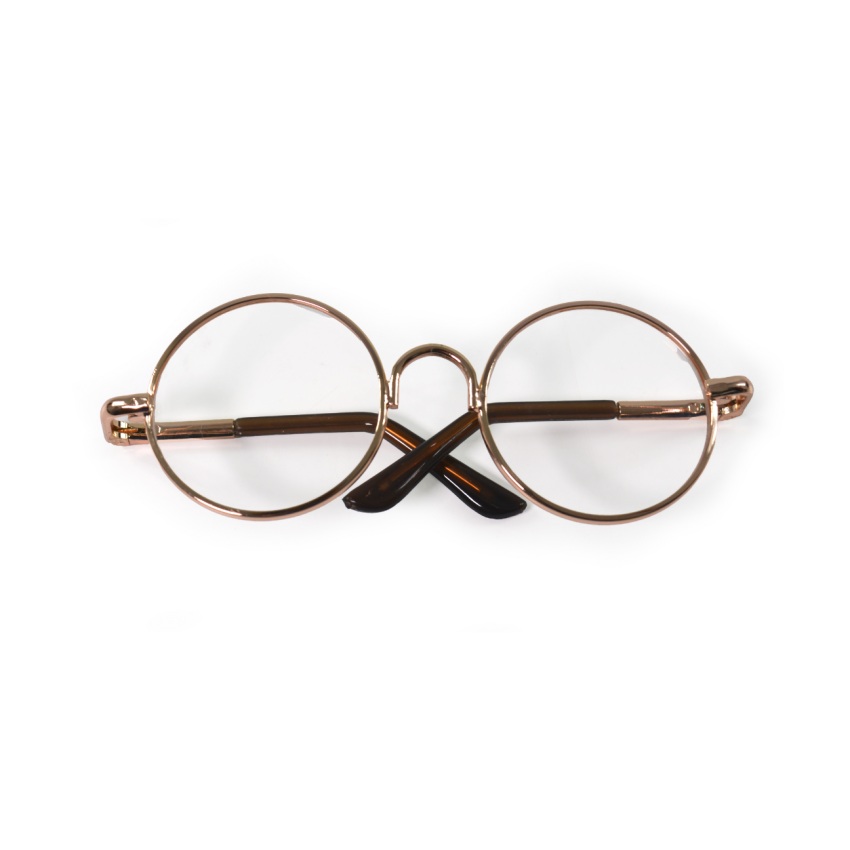 Óculos Amigurumi - Redondo Dourado