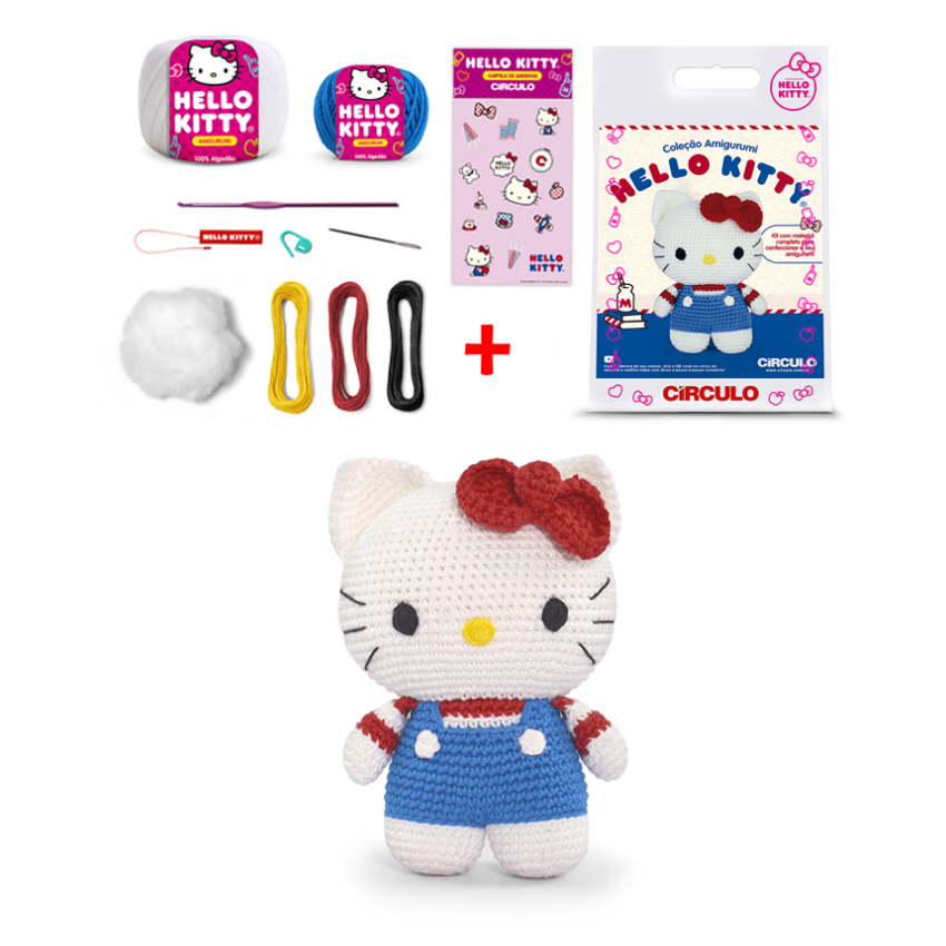 Kit Amigurumi Hello Kitty - Azul e Vermelho