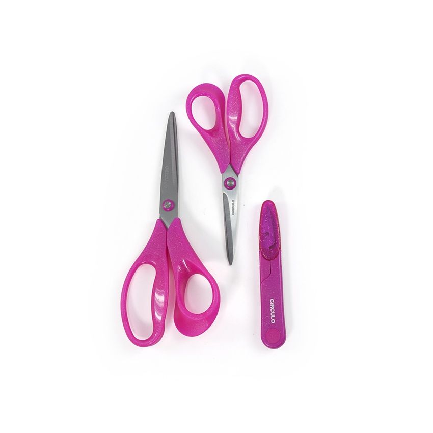 Kit de Tesouras com Glitter - Rosa